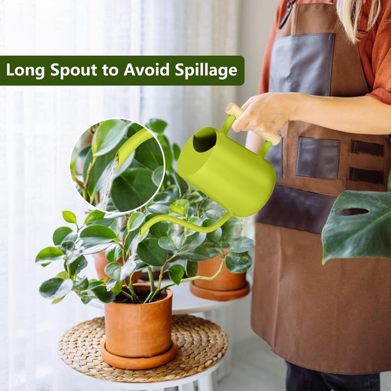 GUKJOB Watering Can Indoor Plants, 35oz Small Stainless Steel Metal Watering Can Modern Decorative Watering Pot with Long Spout for Indoor House Plant Bonsai Garden Flowers (Bright Green) - Image 2